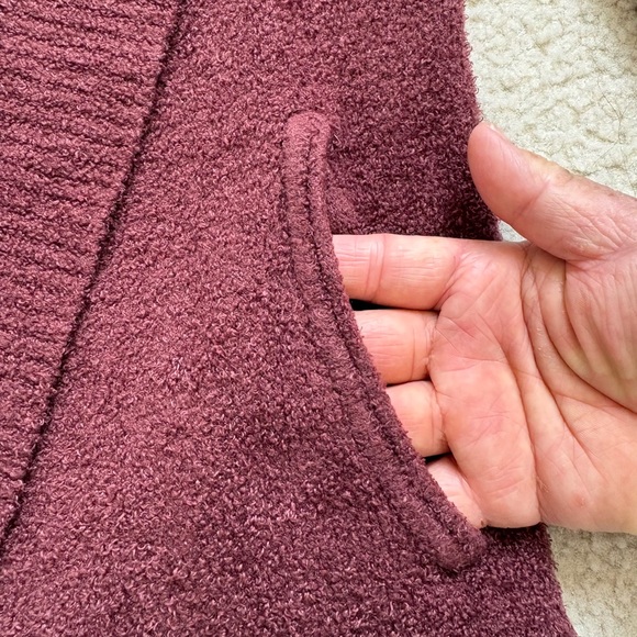 Barefoot Dreams CozyChic Lite maroon red soft relaxed loungewear cardigan, sz M - Picture 3 of 7